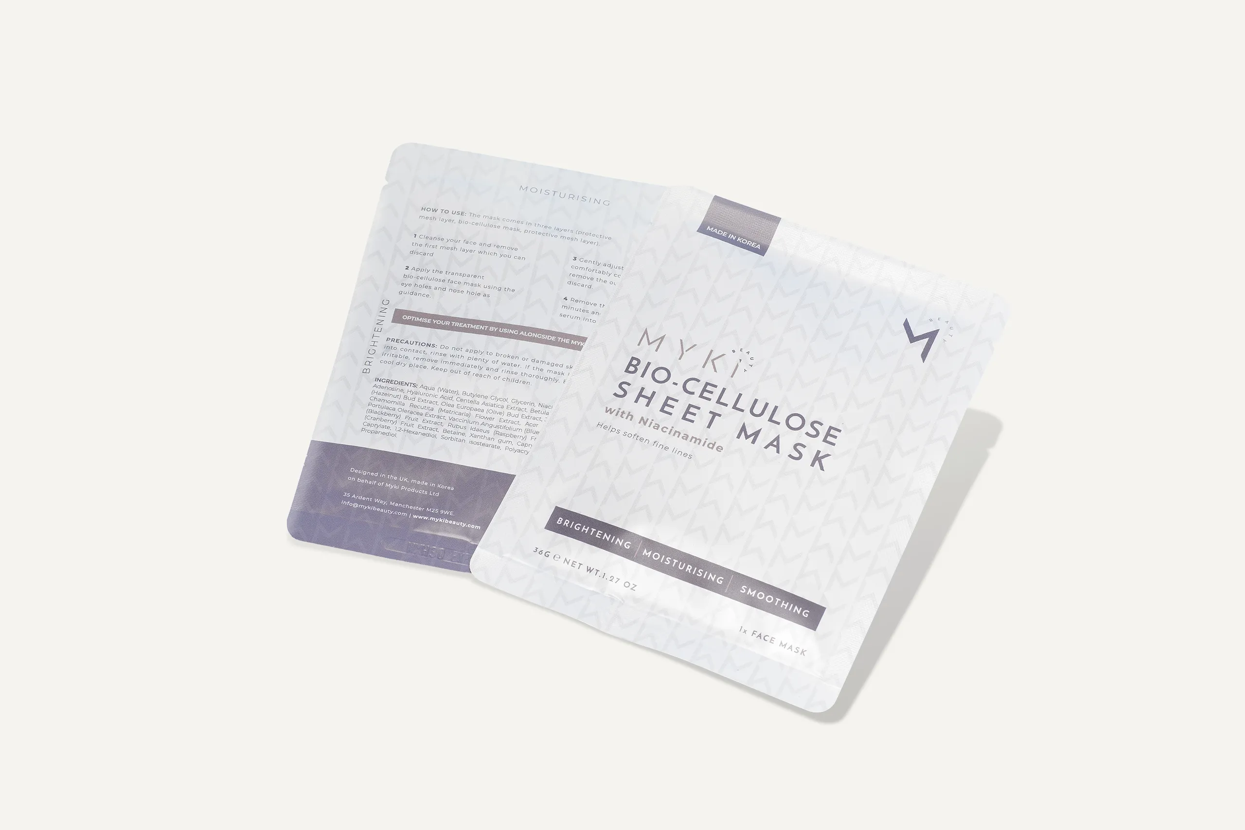 Biocellulose sheet mask product on cream